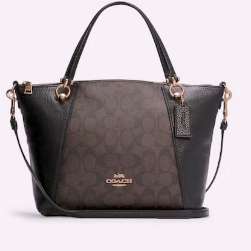 Coach Brown/black Signature Tote Satchel Gold Accents NWT